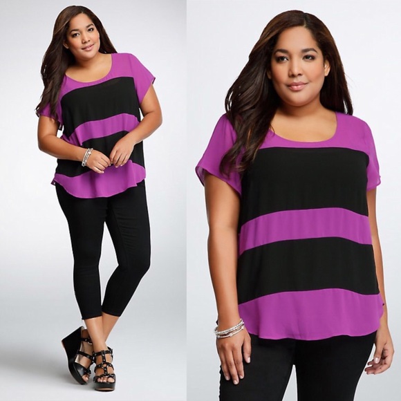 torrid Tops - Torrid Color Block Chiffon Blouse